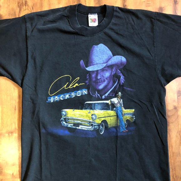 VINTAGE ALAN JACKSON T-SHIRT BLACK LARGE - Picture 1 of 4